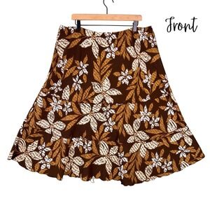 Vintage 90s Slip Skirt Size 1X Brown Tiki Tropical Beach Whimsy Fairy Tiered